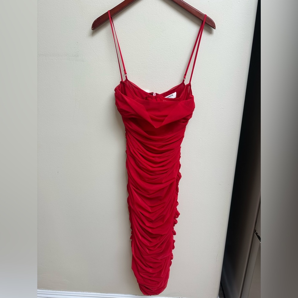 House Of CB Red Ruched Dress - Picture 2 of 11
